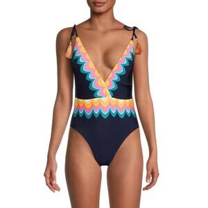 Sunshine 79 New Wave Plunging One Piece Swimsuit NWT SZ: 14